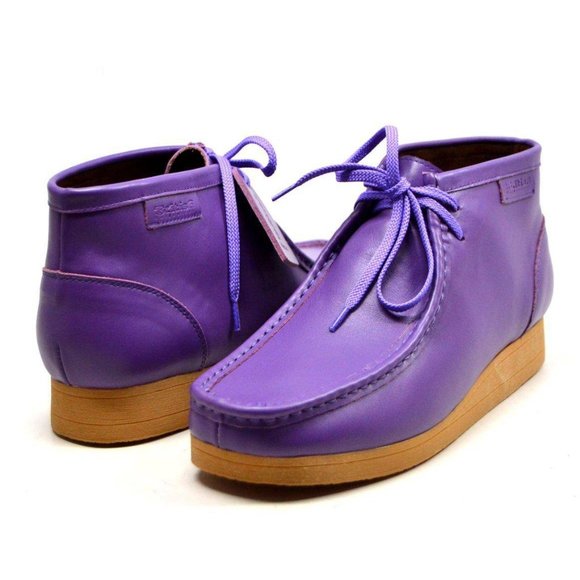 British Walkers New Castle Wallabee Boots Men's Purple Leather Ankle Boot - Picture 1 of 7